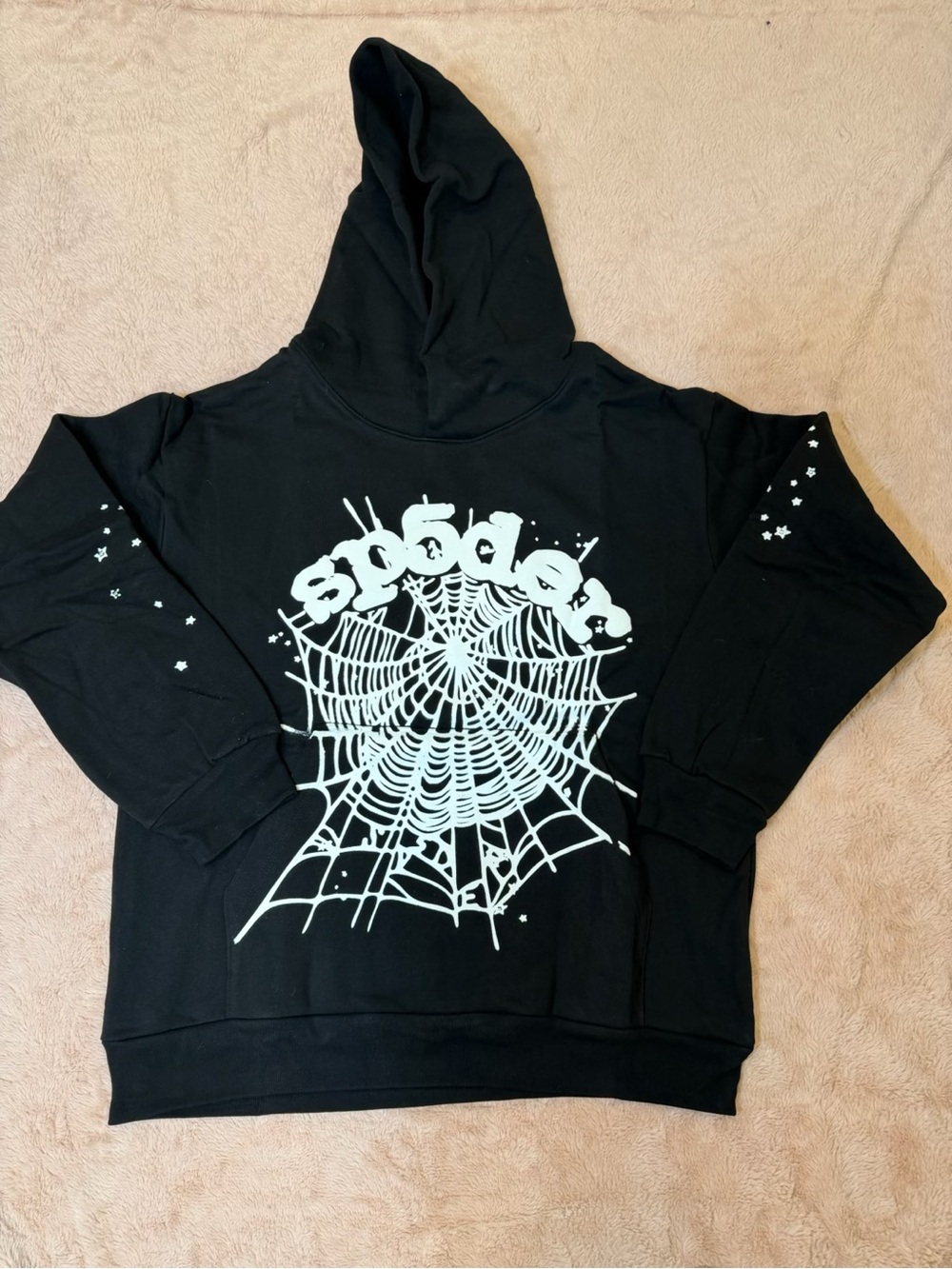 Black Spiderweb Graphic Hoodie Vest - Unbranded